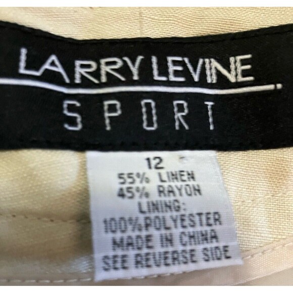 Larry Levine capri pants Size 12 Linen Cream Ivory Minimalist Wide Leg - Picture 5 of 5